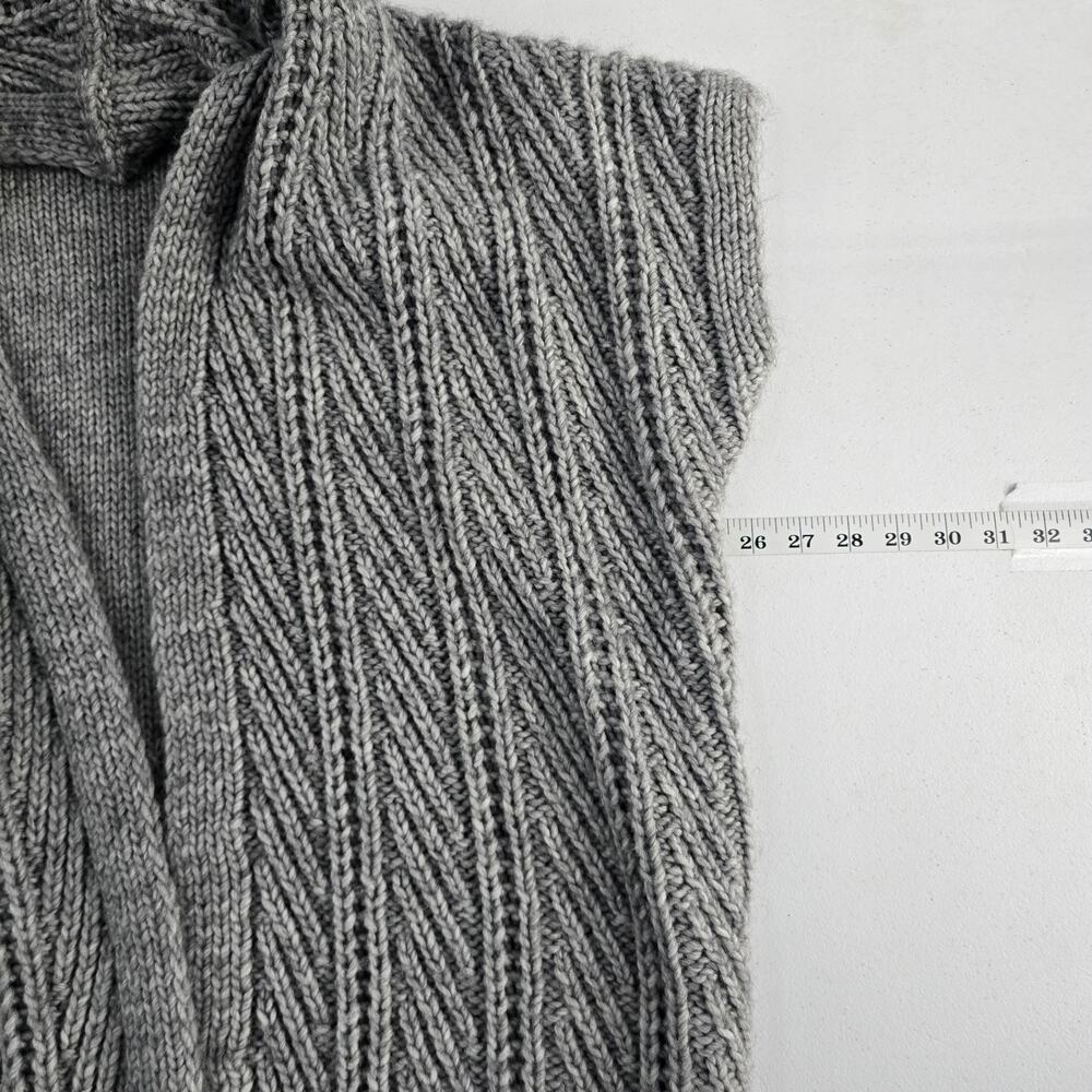 Elsamanda Open front cardigan wool alpaca S gray cable knit 6767 made Italy‎ - Picture 4 of 8